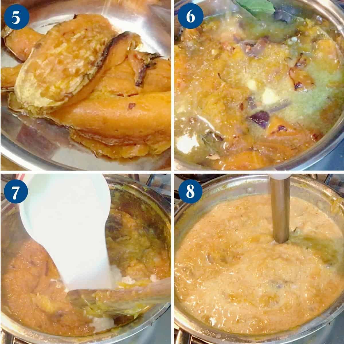 Progress pictures collage making blending the soup.