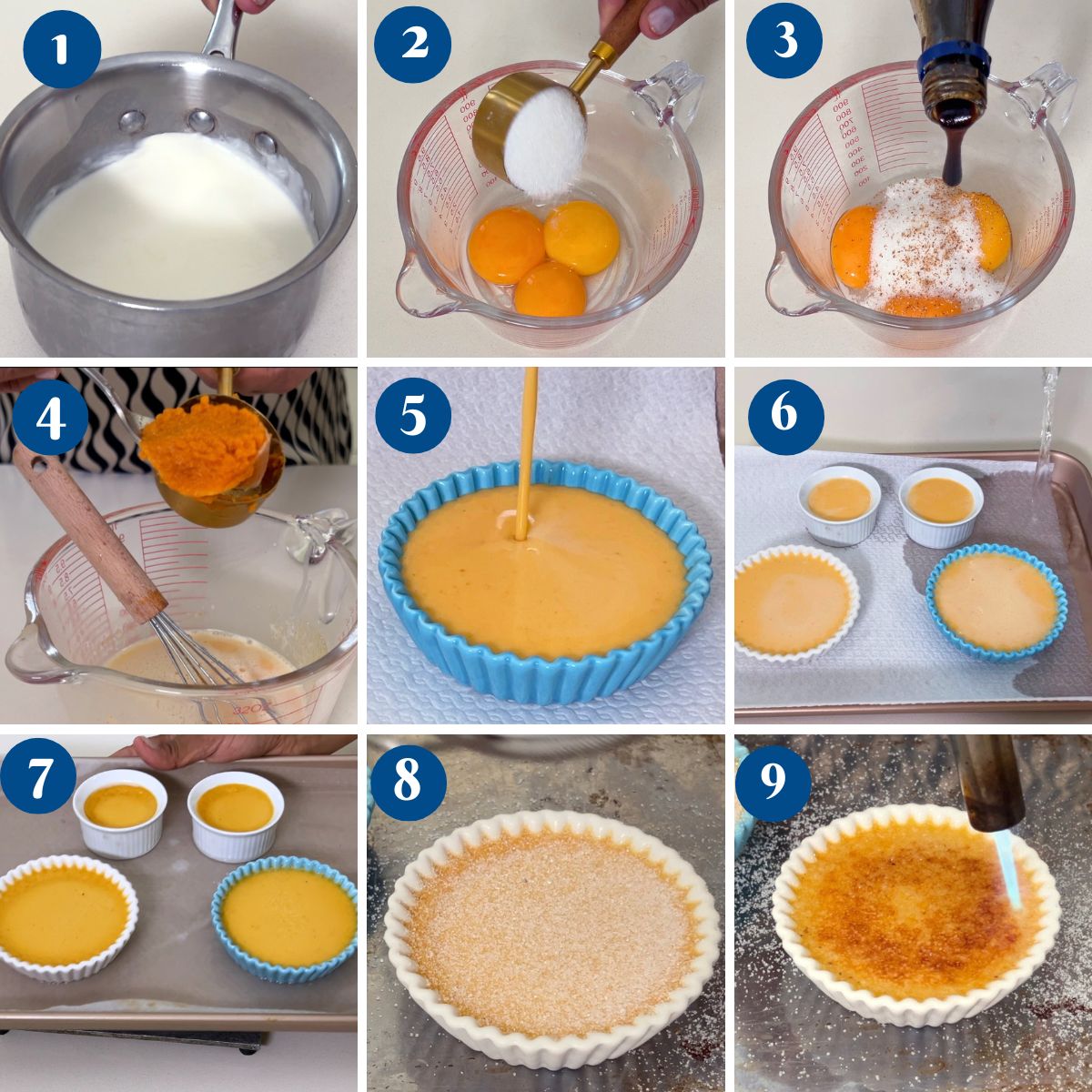 Progress pictures making a blow torch with creme brulee.