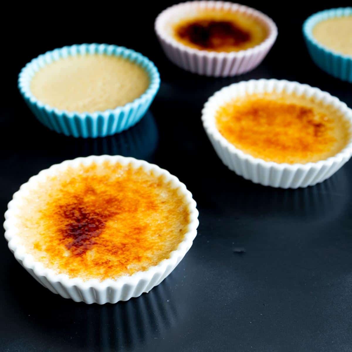 Ramekins with creme brulee.