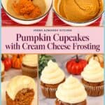 Pinterest image for Pumpkin Cupcakes with Cream Cheese Frosting.
