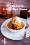 A bowl of ice cream with caramel apples.
