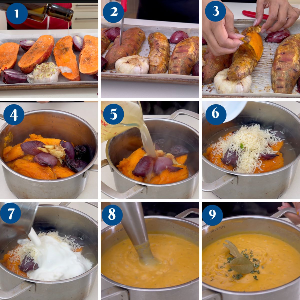 Progress picture making sweet potato soup.