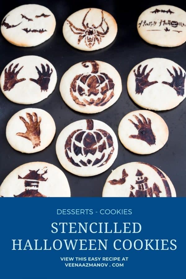 Pinterest image for stenciled cookies.