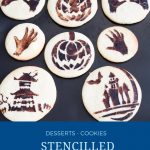 Pinterest image for stenciled cookies.