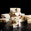 Shortbread squares on a black board