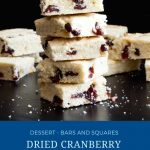 Pinterest image for cranberry shortbread squares.