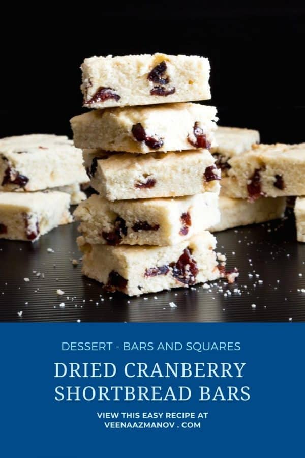 Pinterest image for cranberry shortbread squares.