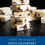 Pinterest image for cranberry shortbread squares.