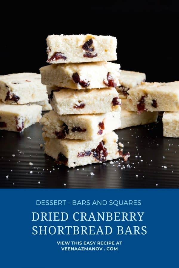 Pinterest image for cranberry shortbread squares.