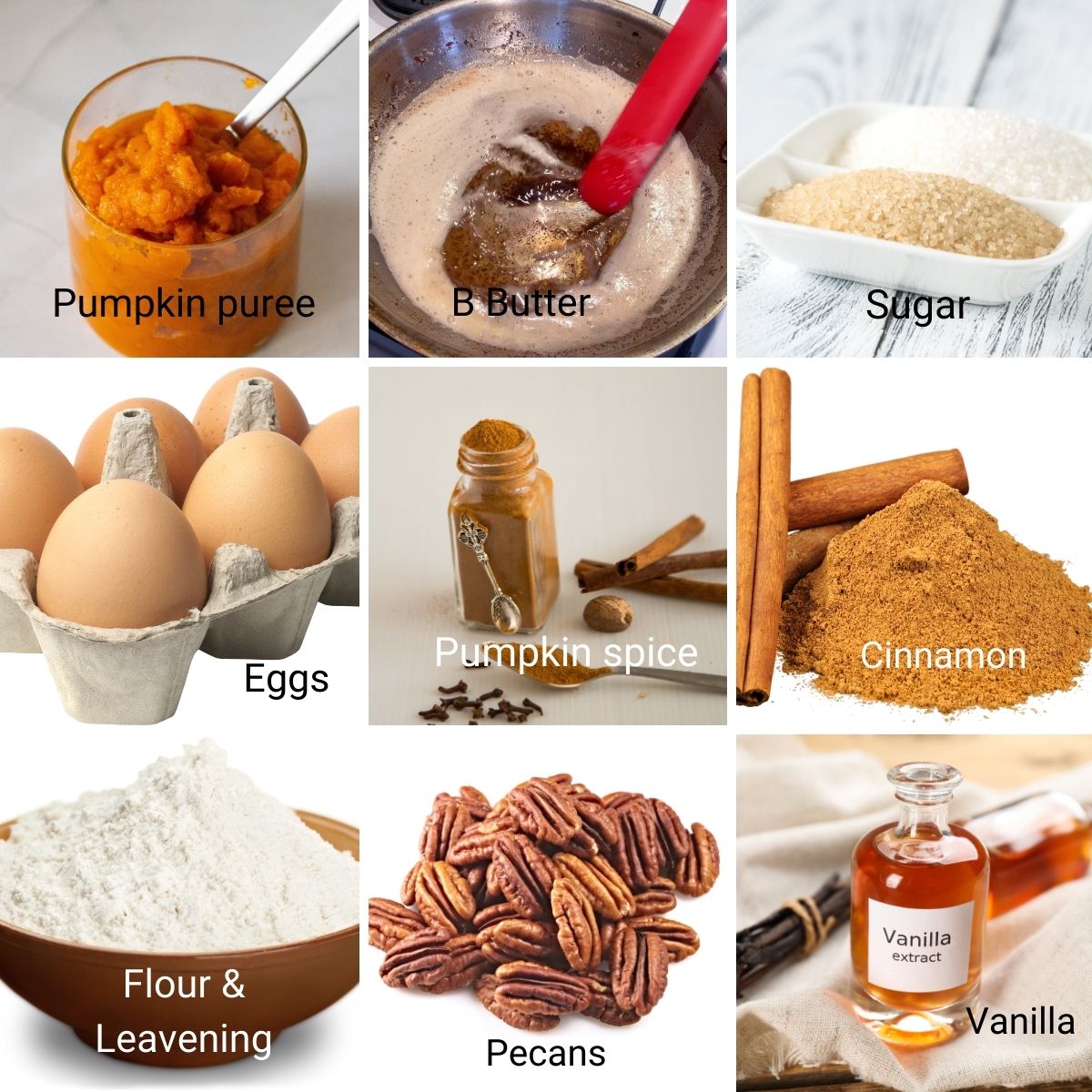 Ingredients for making pumpkin muffins.