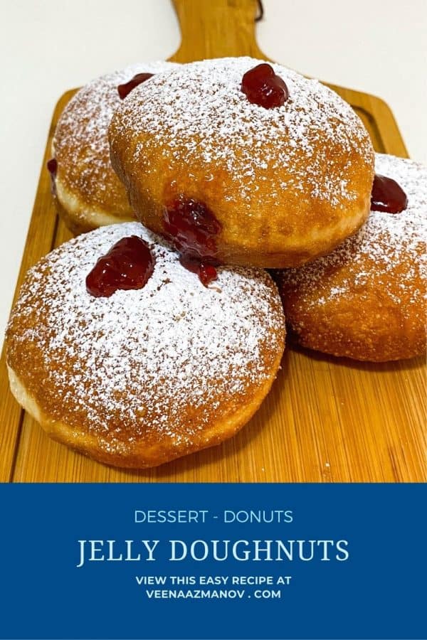 Pinterest image for jelly filled donuts.