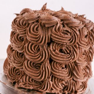 A cake with Nutella buttercream frosting.
