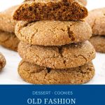 Pinterest image for old fashion molasses cookies.