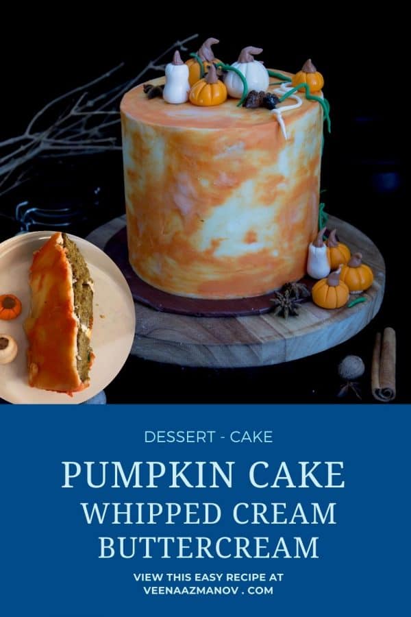 Pinterest image for pumpkin cake recipe.