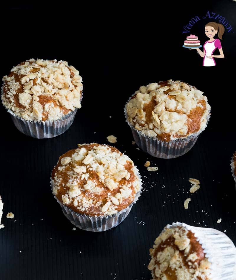 Muffins with crumbles oats on top.