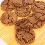 a pinterest image for molasses cookies