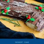 Pinterest image for buche de noel cake.