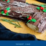 Pinterest image for yule log cake.