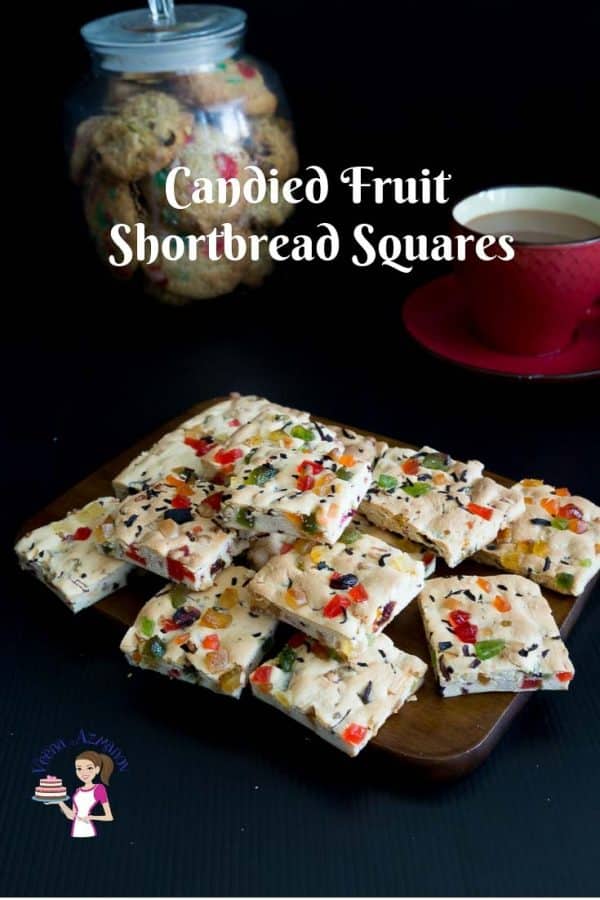 Just three ingredients these candied fruit shortbread or tutti frutti shortbread take 5 minutes to mix and 2o mins to bake