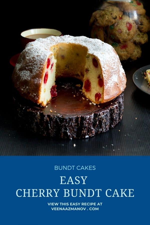 Pinterest image for cherry pound cake.