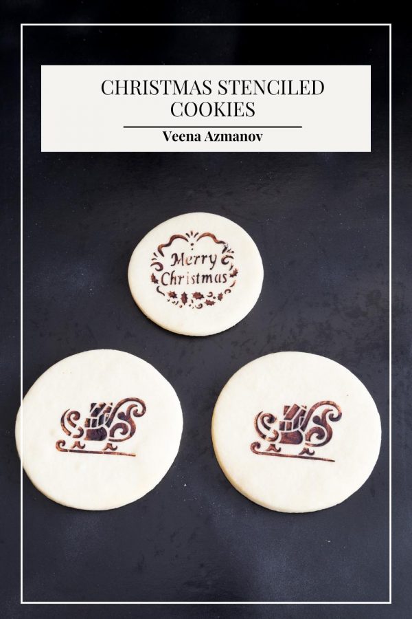 Pinterest image for stenciled sugar cookies.