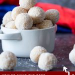 Pinterest image for Coconut Balls or White Chocolate Truffles.