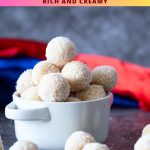 Pinterest image for Coconut Balls or White Chocolate Truffles.