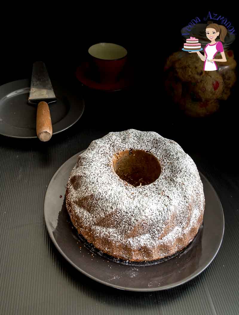 A deliciously most glace mixed fruit bundt cake also called tutti frutti cake or candied fruit peel fruitcake recipe