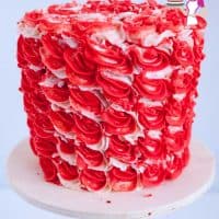 A red velvet buttercream cake.