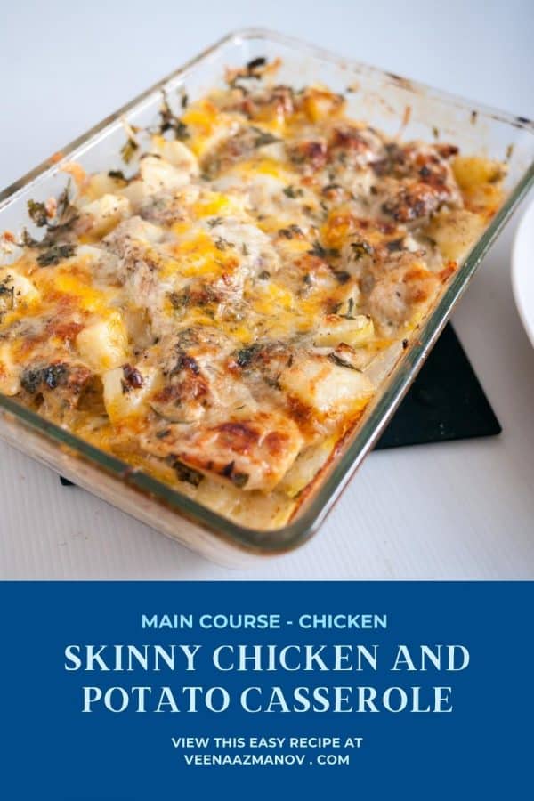 Pinterest image for casserole with chicken and potatoes.