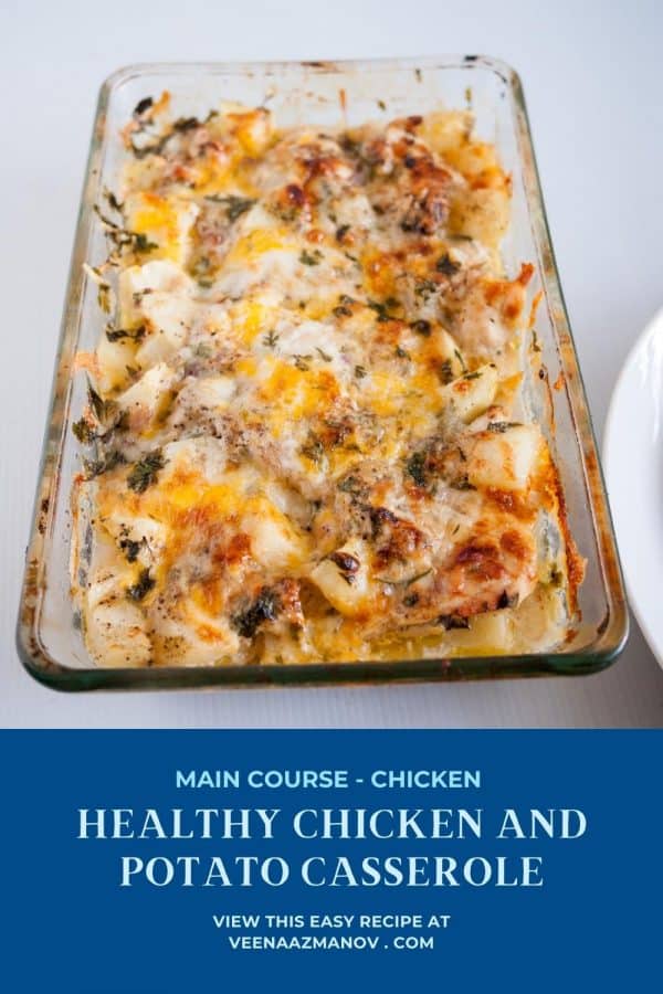 Pinterest image for chicken and potato casserole.