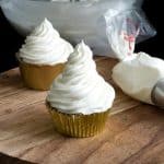 Cupcake frosted with bakery frosting.