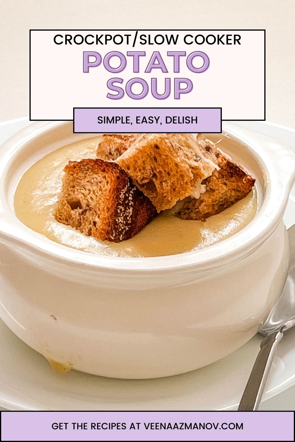 Pinterest image for crockpot slow cooker potato soup.