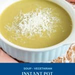 Pinterest image for instant pot soup with split peas.
