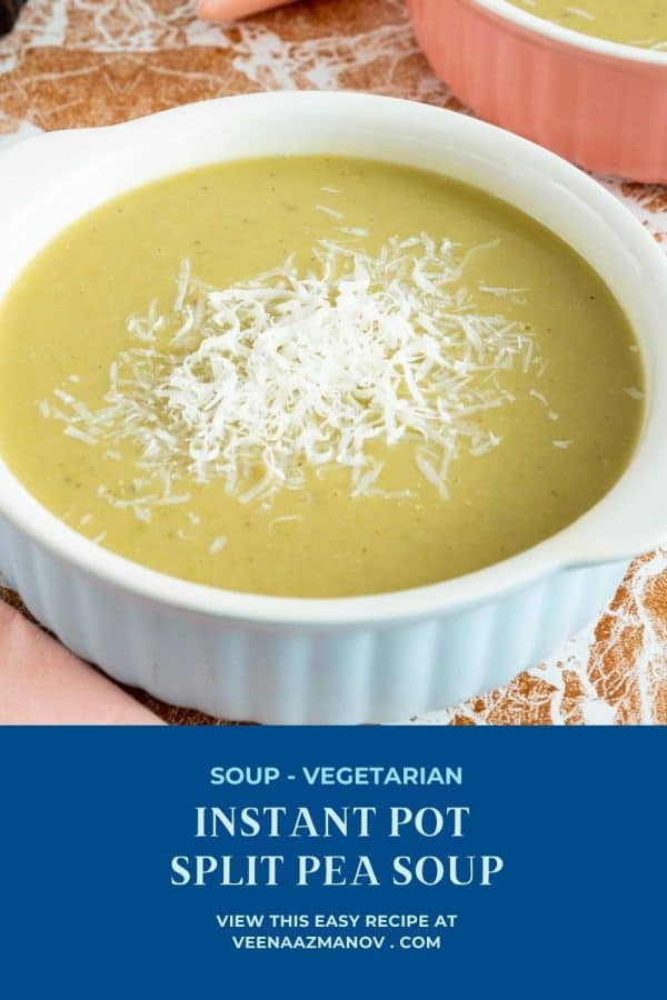 Pinterest image for instant pot soup with split peas.