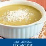Pinterest image for instant pot soup with split peas.