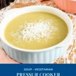 Pinterest image for instant pot soup with split peas.