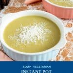 Pinterest image for instant pot soup with split peas.
