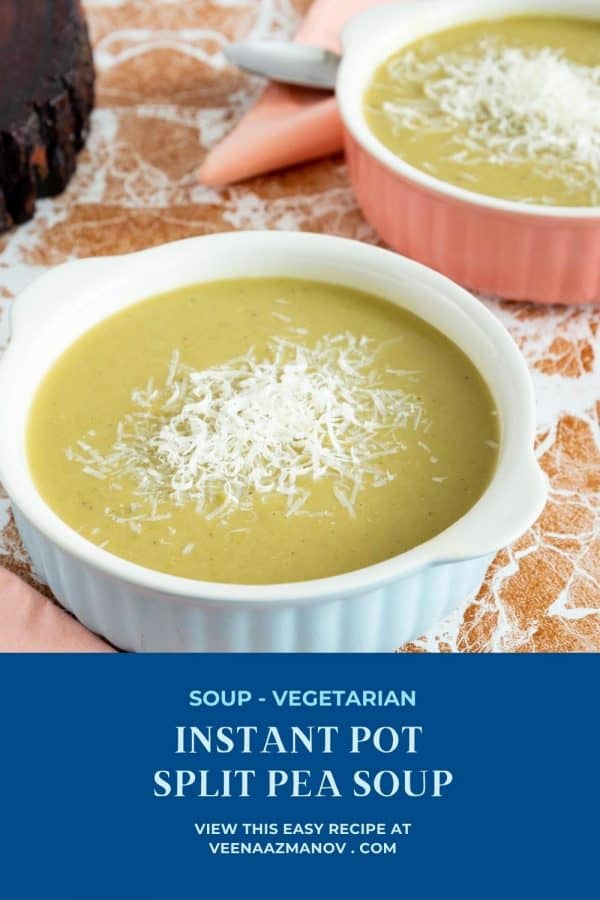 Pinterest image for instant pot soup with split peas.
