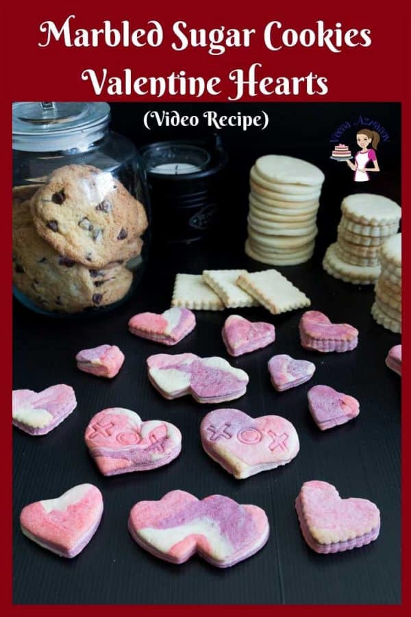 Heart shaped cookies on a table.