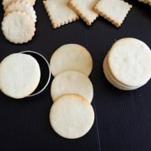 Sugar cookies that do not spread on a black board.