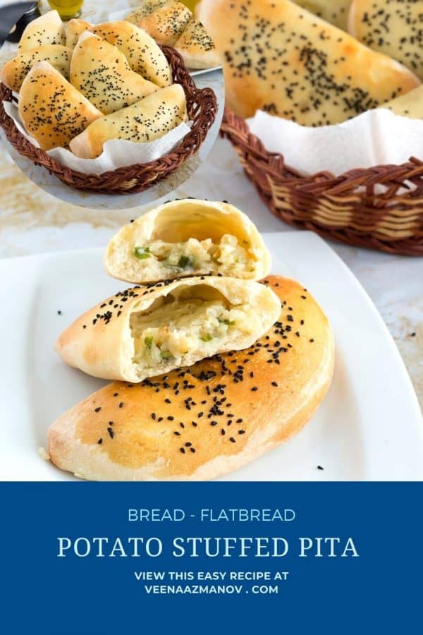 Pinterest image for potato stuffed pita.
