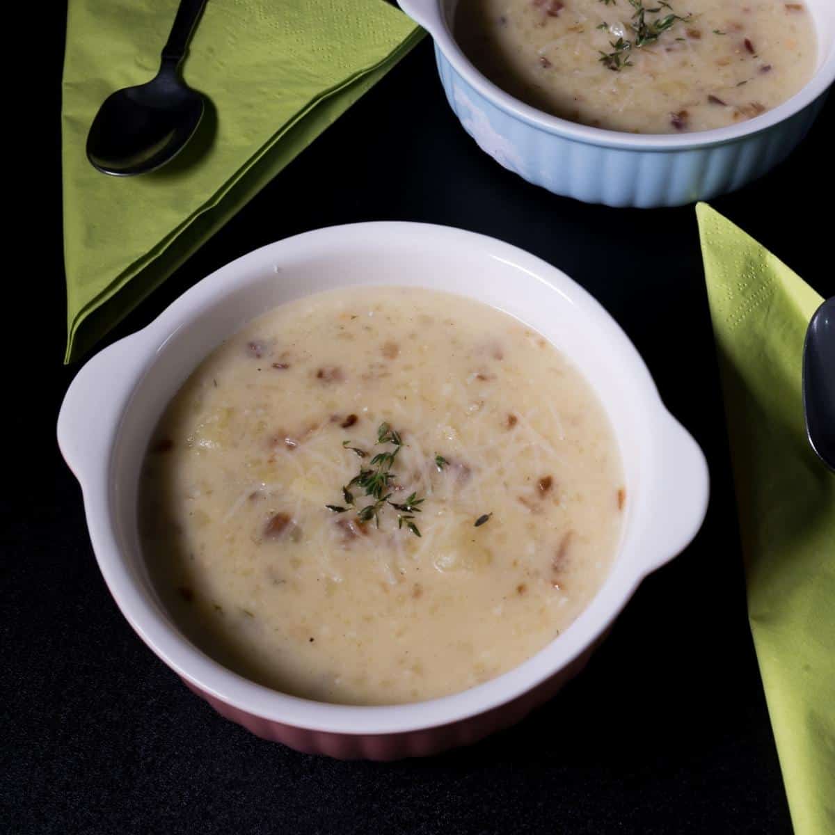 A bowl of potato soup.