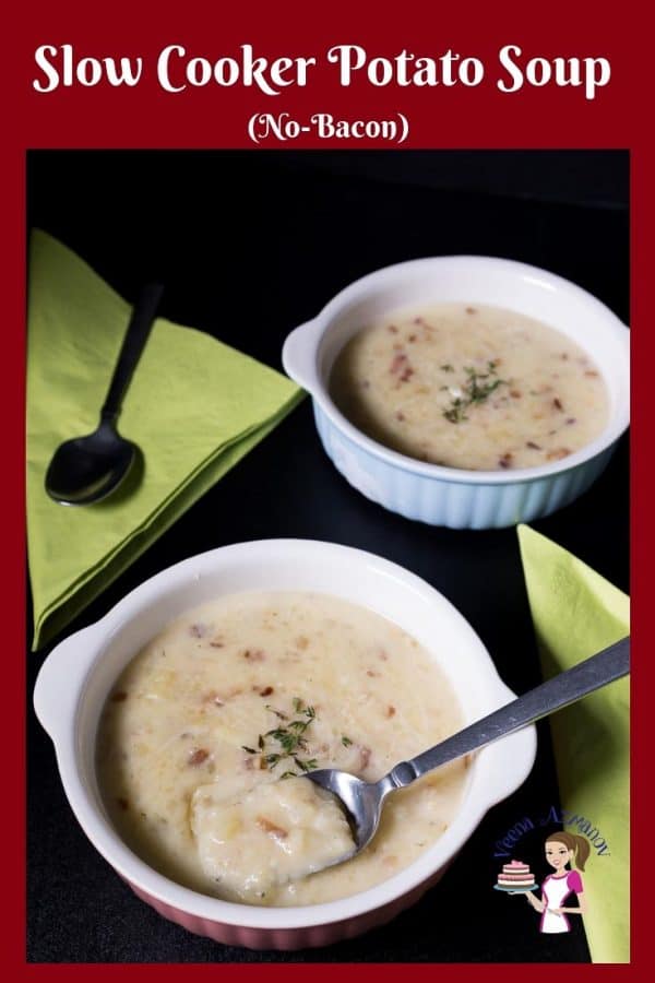 Two bowls of potato soup.