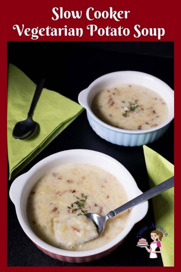 This Slow Cooker Potato Soup is the ultimate winter comfort food recipe. The perfect Vegetarian Potato Soup.