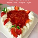 Pinterest image for Strawberry Red Velvet Heart Cake.