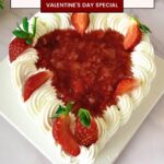 Pinterest image for Strawberry Red Velvet Heart Cake.