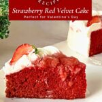 Pinterest image for Strawberry Red Velvet Heart Cake.