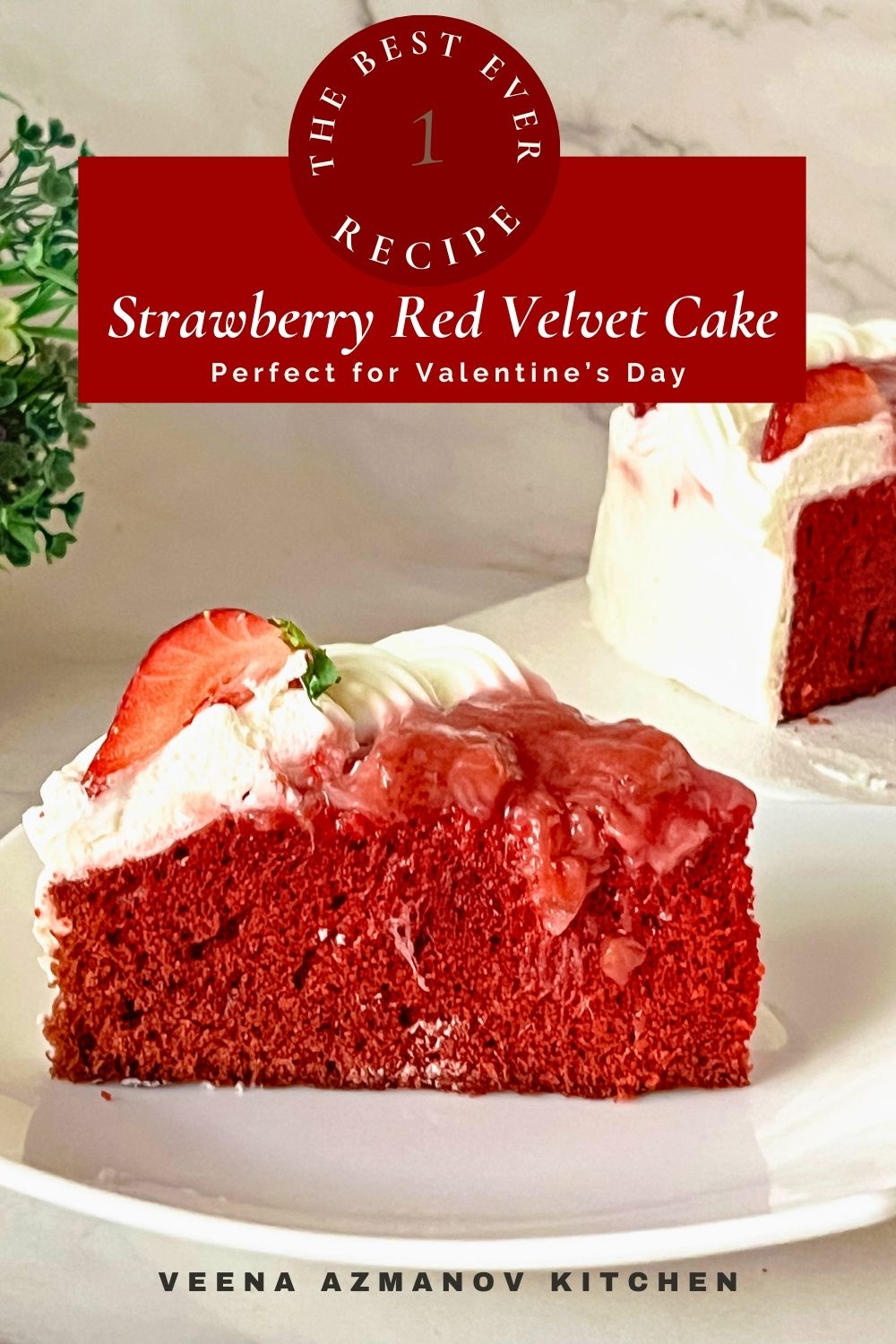 Strawberry Red Velvet Heart Cake with Whipped Cream Frosting - Veena ...