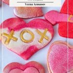 Pinterest image for pink valentine cookies.